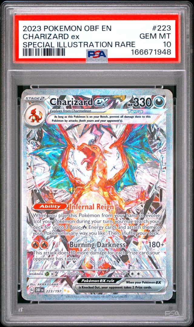 CHARIZARD EX 2023 POKEMON OBSIDIAN FLAMES 223/197 SIR PSA 10 Q3963-7