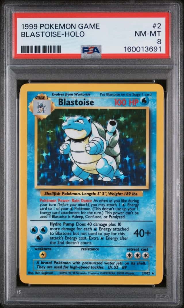 1999 POKEMON BASE SET UNLIMITED #2 BLASTOISE-HOLO PSA 8