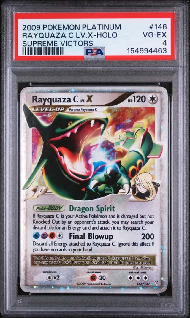 2009 POKEMON PLATINUM SUPREME VICTORS #146 RAYQUAZA C LV.X-HOLO PSA 4