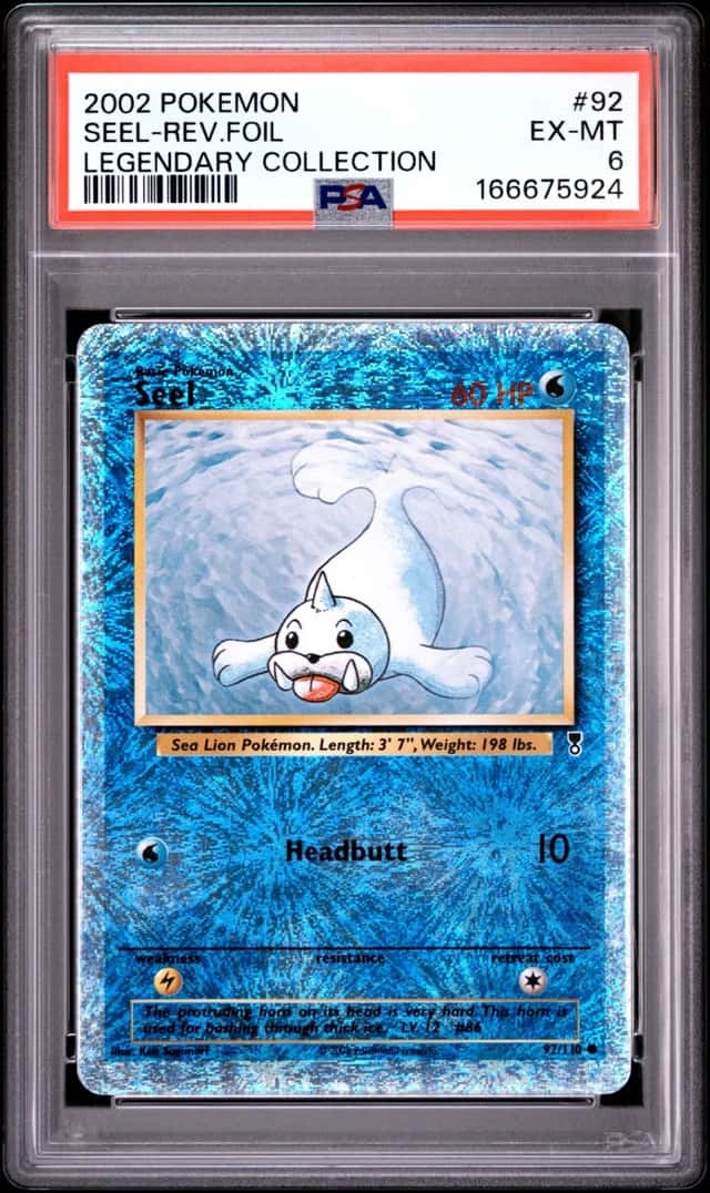 2002 POKEMON LEGENDARY COLLECTION #92 SEEL-REVERSE FOIL PSA 6