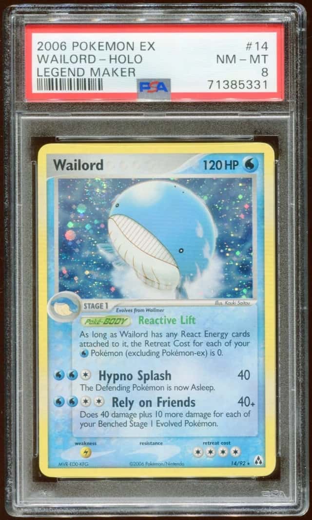 2006 POKEMON EX LEGEND MAKER WAILORD #14/92 RARE HOLO FOIL PSA 8 E10