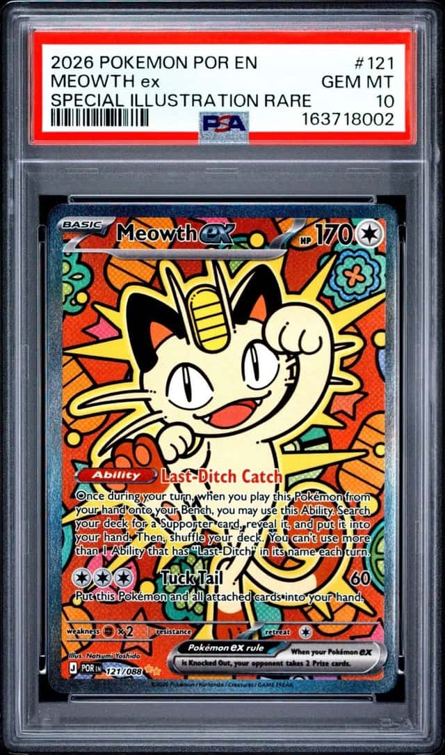 2026 Pokemon Por En-Perfect Order #121 Meowth Ex PSA 10