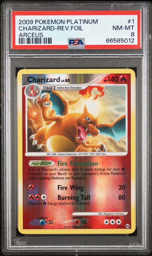 2009 Pokemon Platinum Arceus Charizard Reverse Holo #1/99 PSA 8