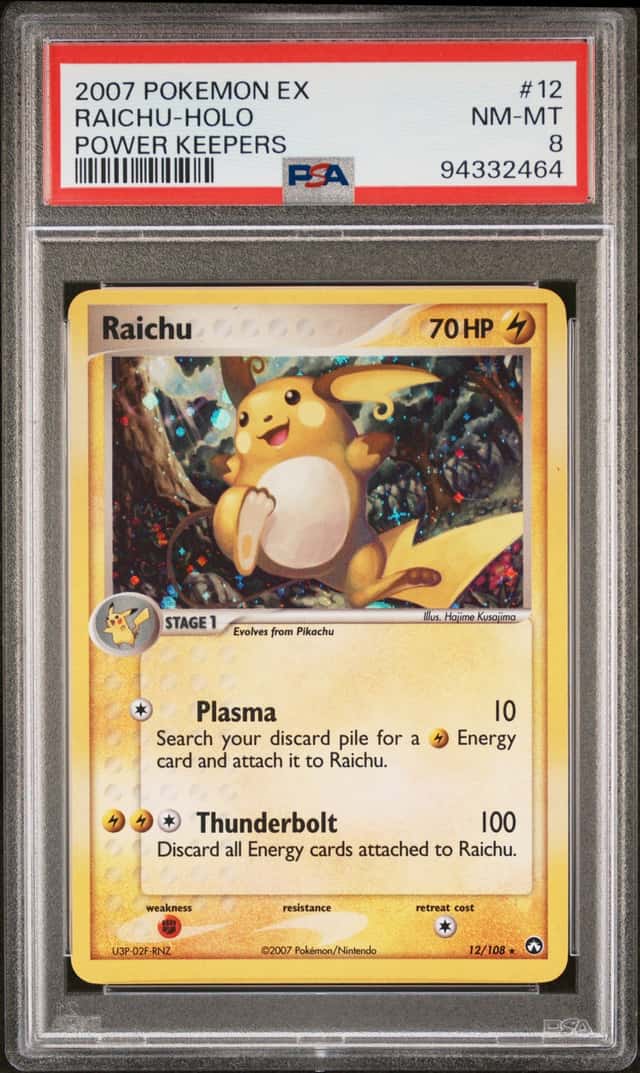 Pokemon Raichu 12/108 EX Power Keepers 2007 English Holo Rare PSA 8