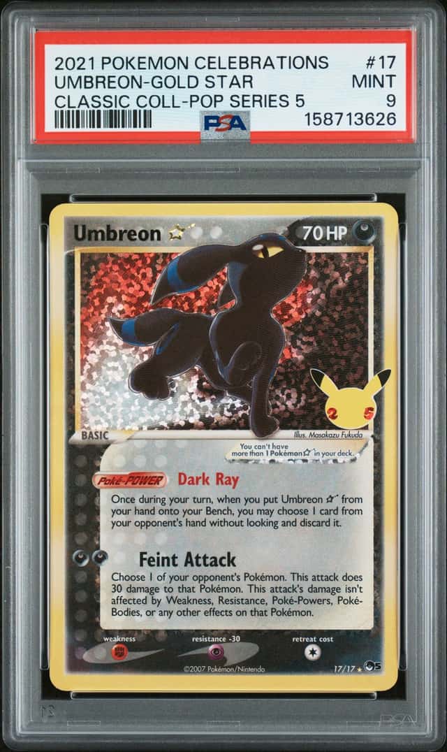 2021 Pokemon Celebrations Classic Collection Pop Series 5 Umbreon Gold Star #17