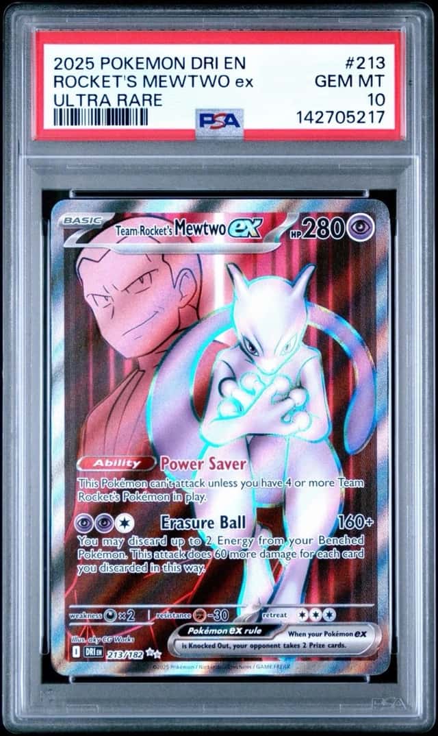 2025 POKEMON DRI EN-DESTINED RIVALS ULTRA RARE TEAM ROCKET'S MEWTWO EX PSA 10