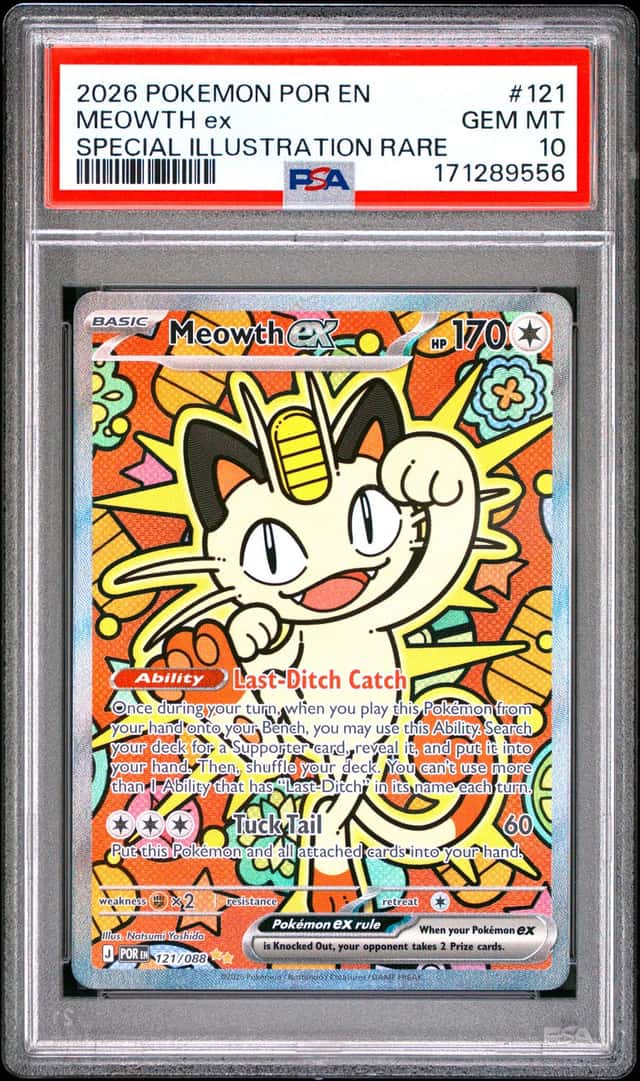 2026 POKEMON POR EN-PERFECT ORDER SPECIAL ILLUSTRATION RARE MEOWTH EX PSA 10