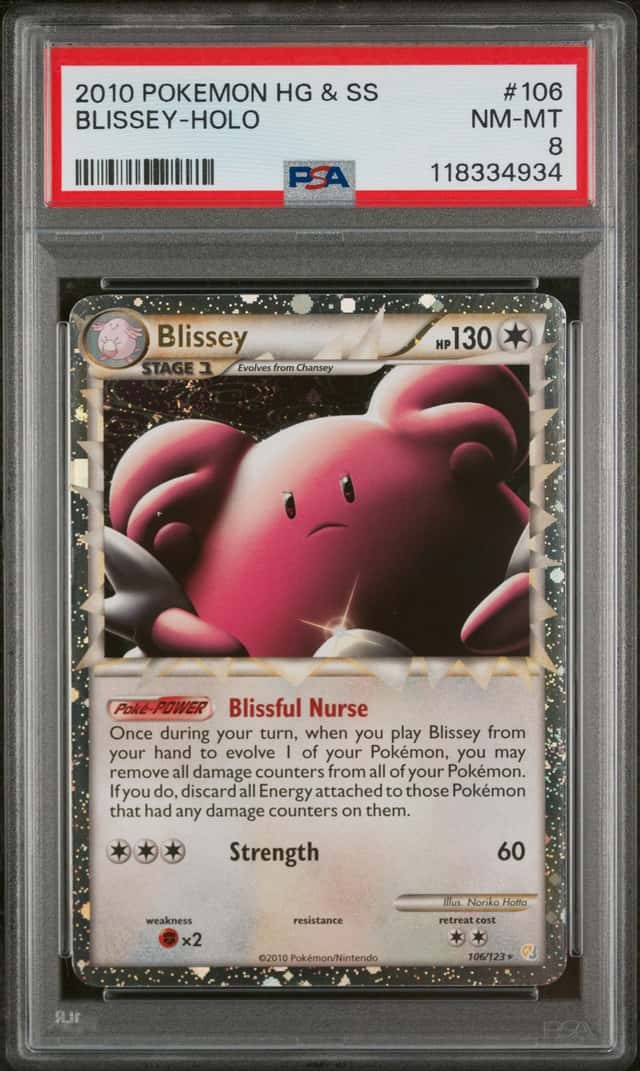 2010 POKEMON HEARTGOLD & SOULSILVER #106 BLISSEY-HOLO PSA 8