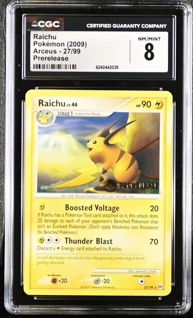 2009 Pokemon Arceus Pre-Release #27 Raichu CGC 8 NM-MT