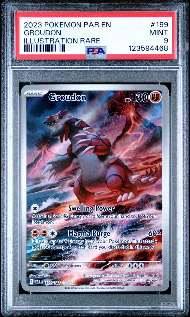 Pokémon TCG Sv04: Paradox Rift Groudon Holo Illustration Card 199/182 PSA 9