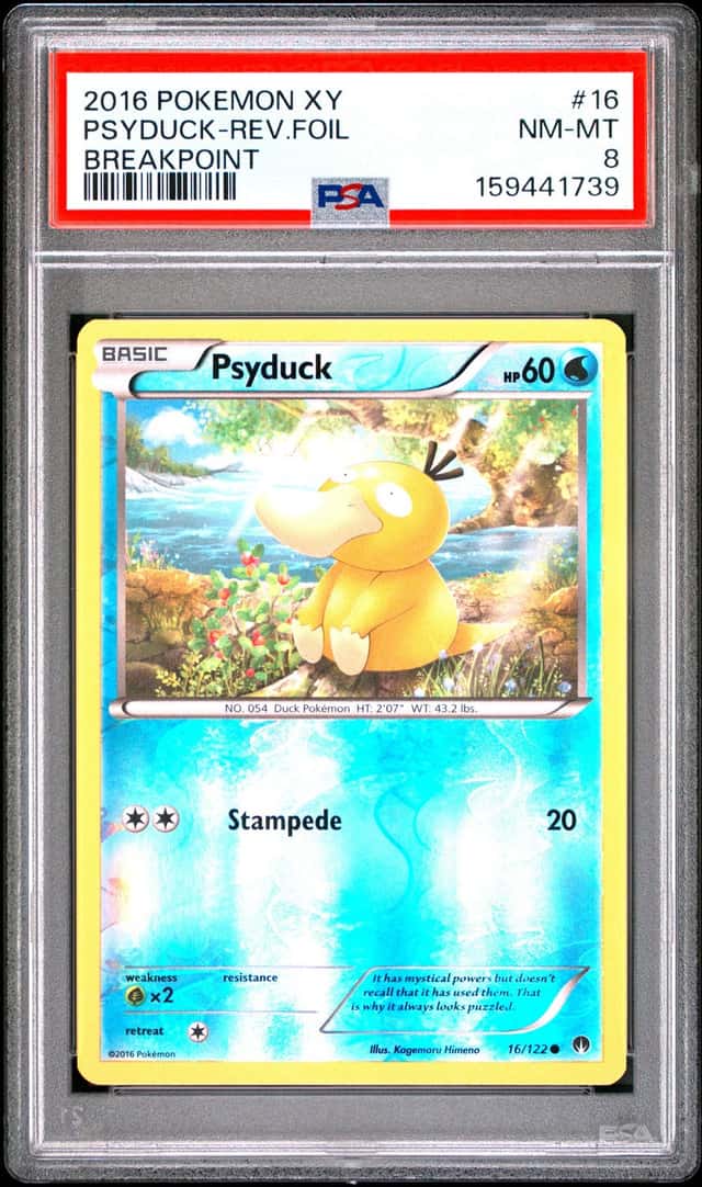 Pokemon Psyduck Reverse Holo Breakpoint 16/122 PSA 8