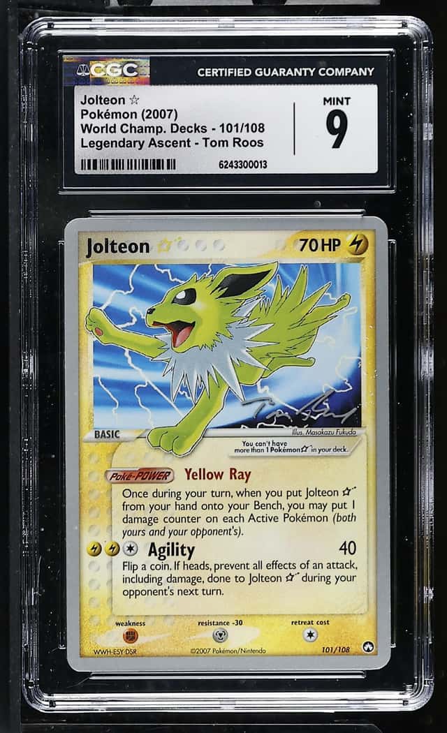 Pokemon Jolteon â World Champ. Decks 101/108 Legendary Ascent Tom Roos CGC 9