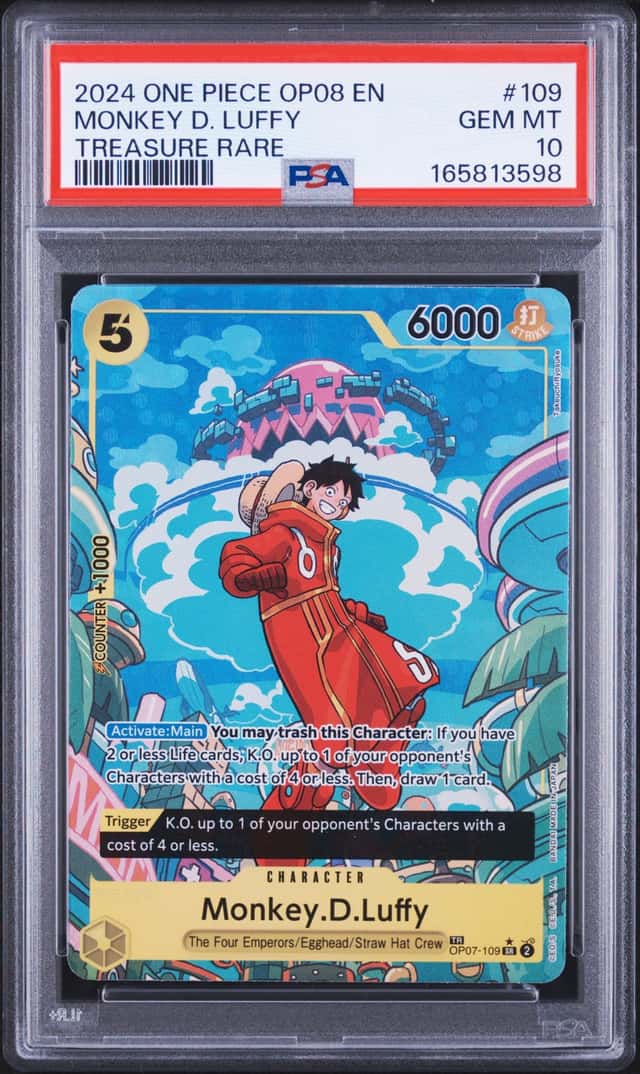2024 One Piece Two Legends Monkey D. Luffy Treasure Rare #OP07-109 PSA 10