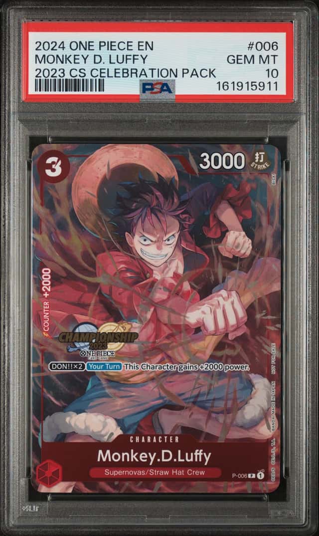 2023 One Piece Championship Celebration Pack Monkey D. Luffy Promo #P-006 PSA 10