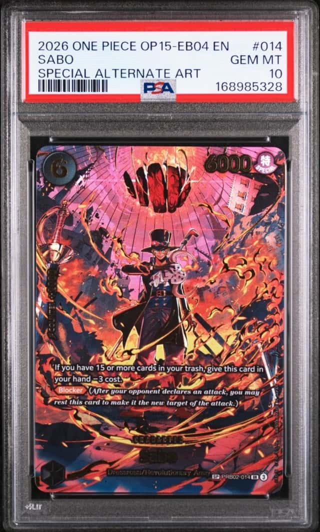 2026 ONE PIECE OP15-EB04-ADVENTURE ON KAMI'S ISLAND #014 SABO PSA 10