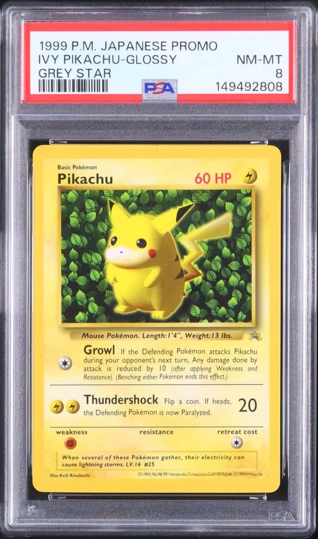 1999 Pokemon Ivy Pikachu Promo Glossy Corocoro Comic Grey Star PSA 8