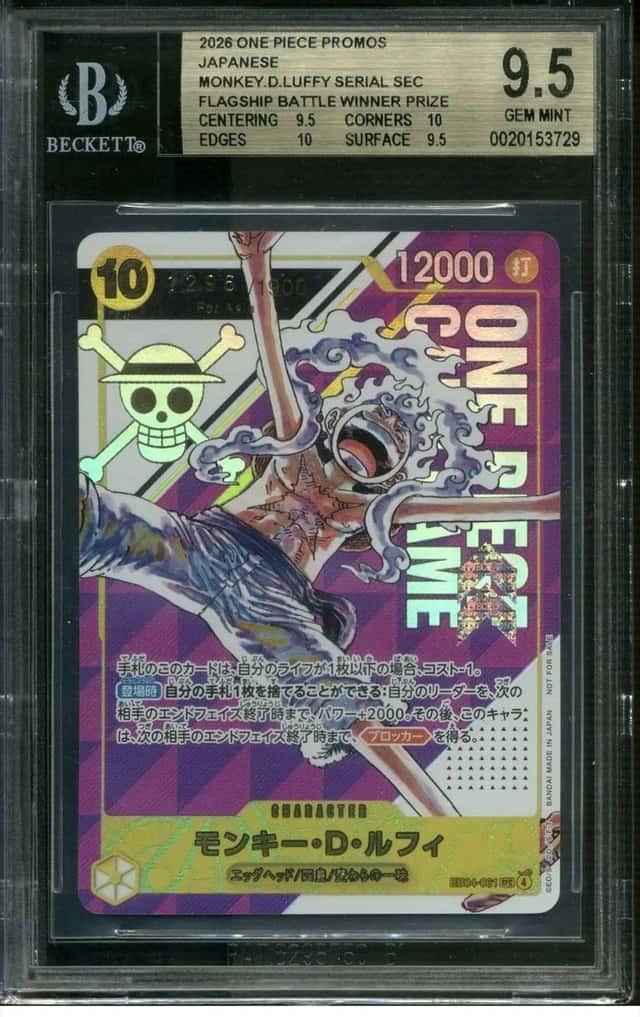 2026 ONE PIECE PROMOS JPN MONKEY D. LUFFY SERIAL FLAGSHIP BATTLE WINNER BGS 9.5