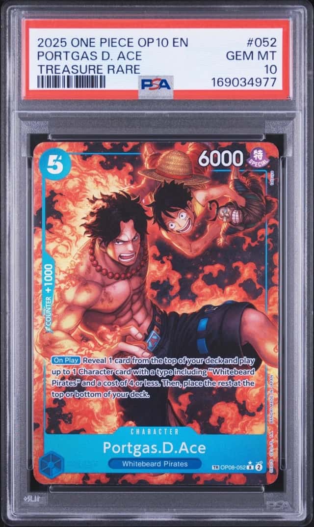 2025 ONE PIECE OP10-ROYAL BLOOD TREASURE RARE #052 PORTGAS D. ACE PSA 10