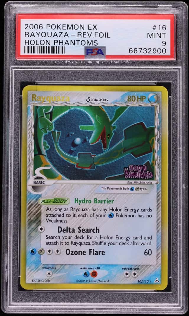 2006 Pokemon EX Holon Phantoms Reverse Holo Rayquaza #16 PSA 9 MINT
