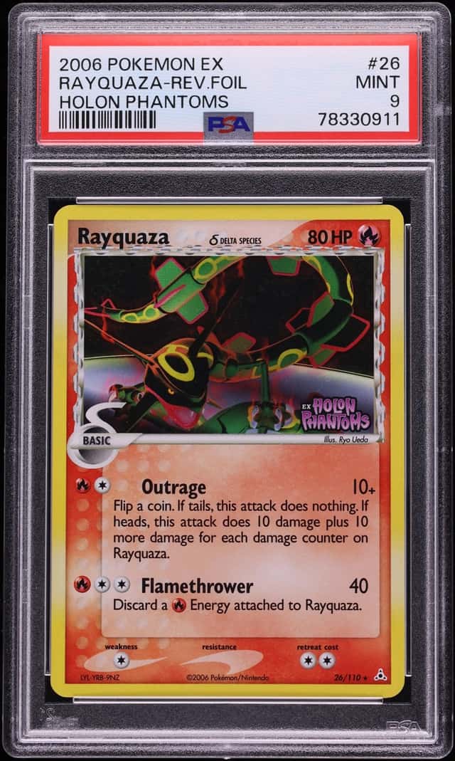 2006 Pokemon EX Holon Phantoms Reverse Holo Rayquaza #26 PSA 9 MINT