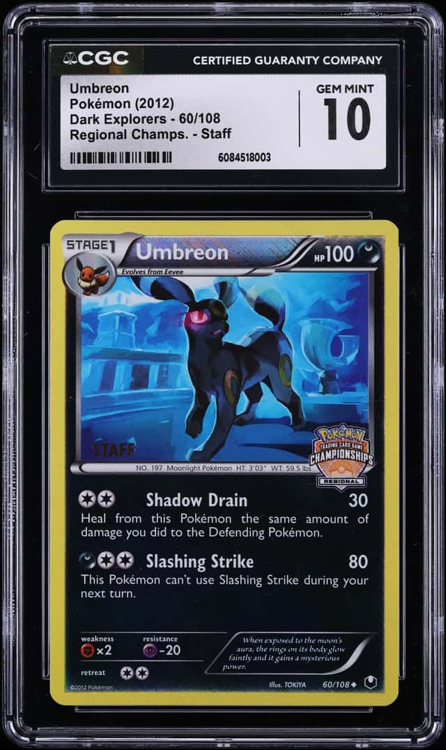 2012 Pokemon BW Dark Explorers Regional Championships Staff Holo Umbreon #60 CGC 10 GEM MINT