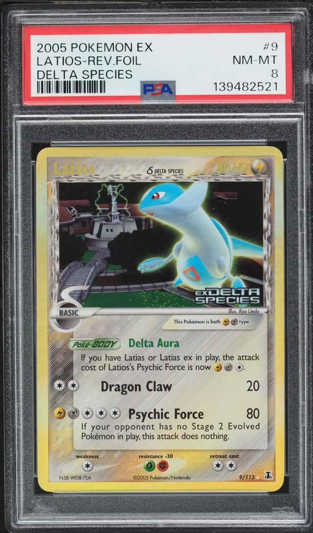 2005 Pokemon EX Delta Species Reverse Holo Latios #9 PSA 8 NM-MT