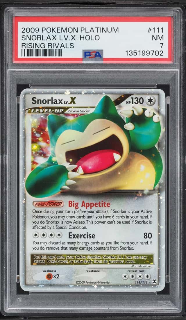 2009 Pokemon Platinum Rising Rivals Holo Snorlax LV.X #111 PSA 7 NRMT