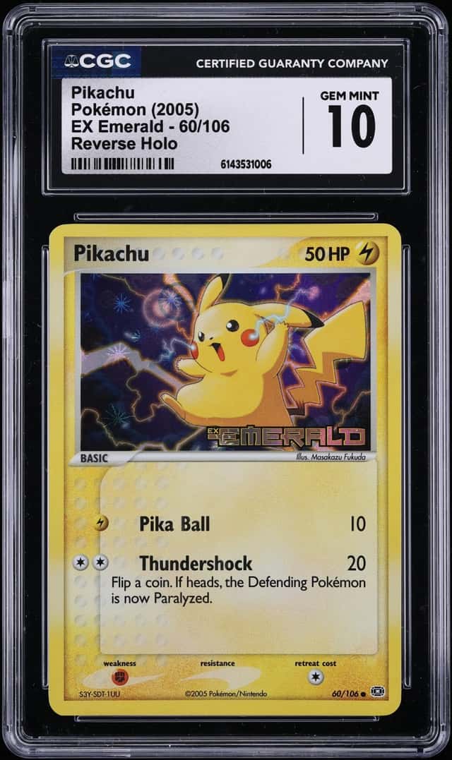 2005 Pokemon EX Emerald Reverse Holo Pikachu #60 CGC 10 GEM MINT