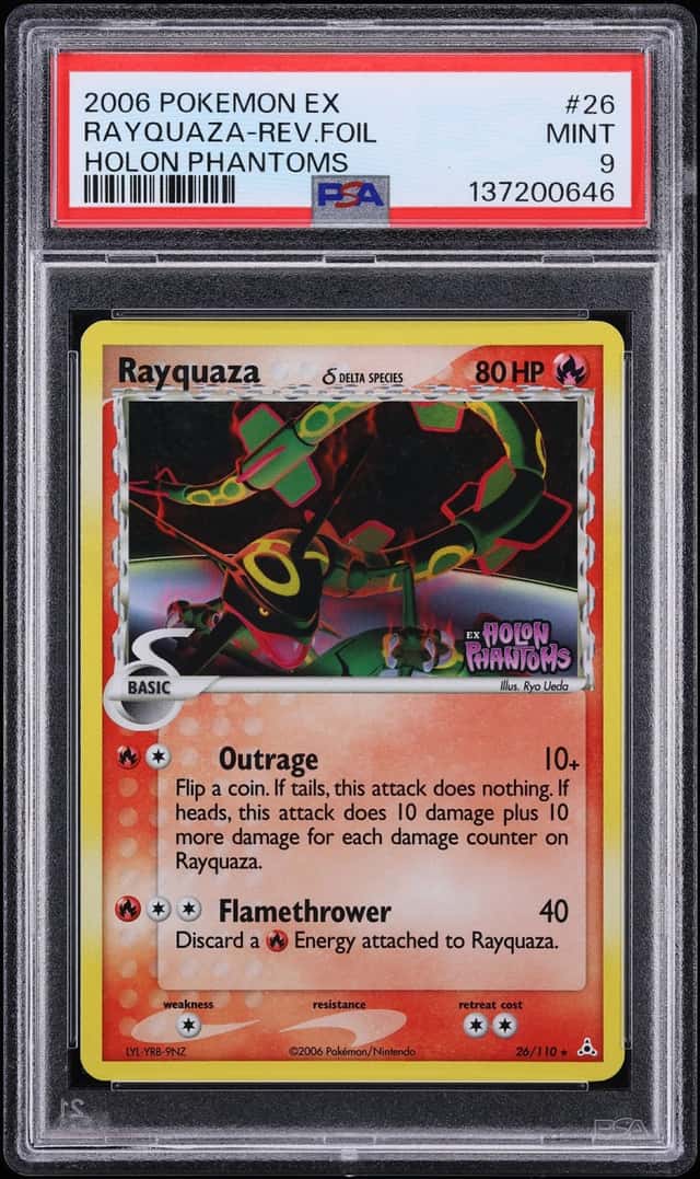 2006 Pokemon EX Holon Phantoms Reverse Holo Rayquaza #26 PSA 9 MINT