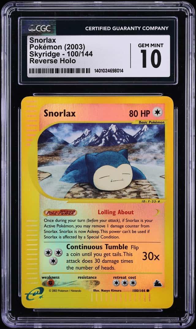 2003 Pokemon Skyridge Reverse Holo Snorlax #100 CGC 10 GEM MINT