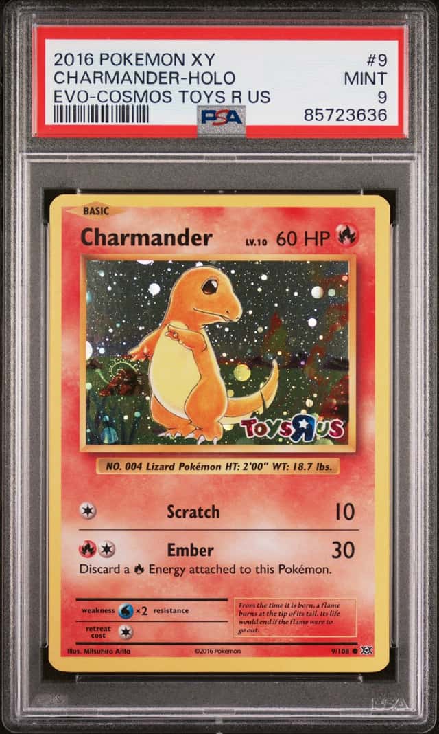 2016 Pokemon XY Evolutions Toys R Us Cosmos Holo Charmander #9 PSA 9 MINT