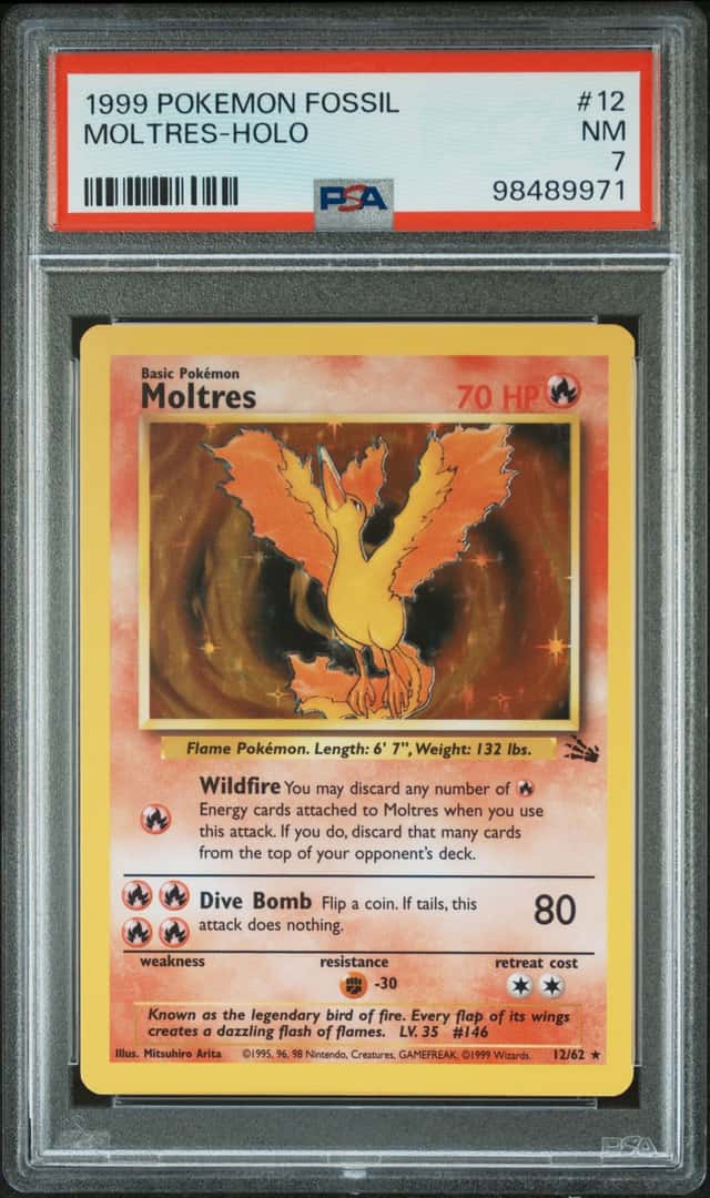 Pokemon Moltres #12 Holo Pokemon Fossil PSA 7 NEAR MINT 1999