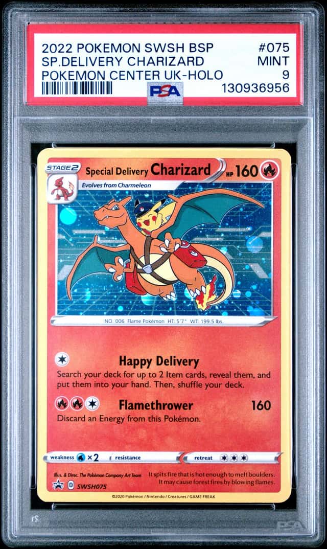 SPECIAL DELIVERY CHARIZARD 2022 POKEMON CENTER UK SWSH075 BSP HOLO PSA 9 Q3963-7