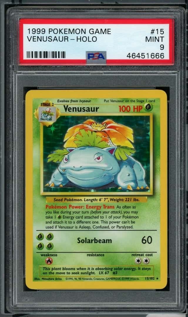 1999 POKEMON BASE SET VENUSAUR-HOLO GAME #15 PSA 9