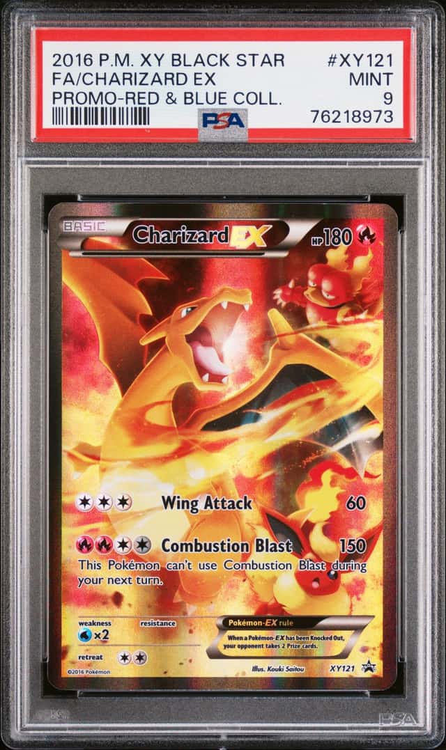 2016 Pokemon XY Black Star Promo Charizard EX Red & Blue Coll. FA #XY121 PSA 9