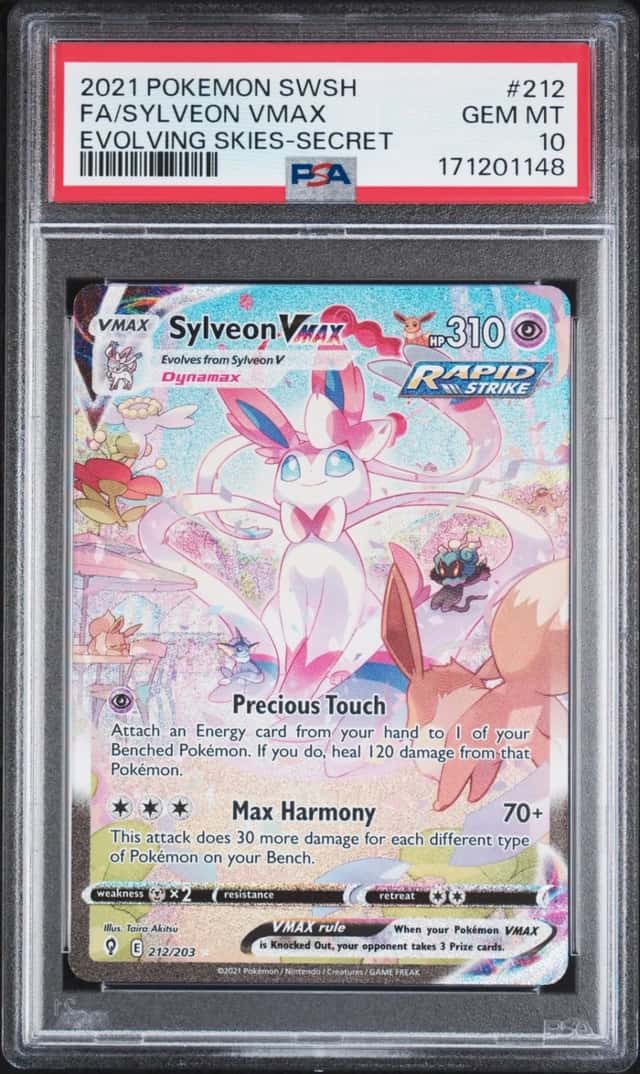 2021 POKEMON SWORD & SHIELD EVOLVING SKIES SECRET FULL ART/SYLVEON VMAX PSA 10