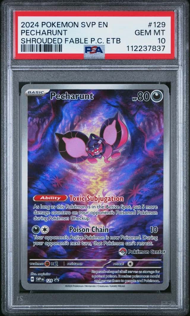2024 POKEMON SHROUDED FABLE POKEMON CENTER ELITE TRAINER BOX PECHARUNT PSA 10