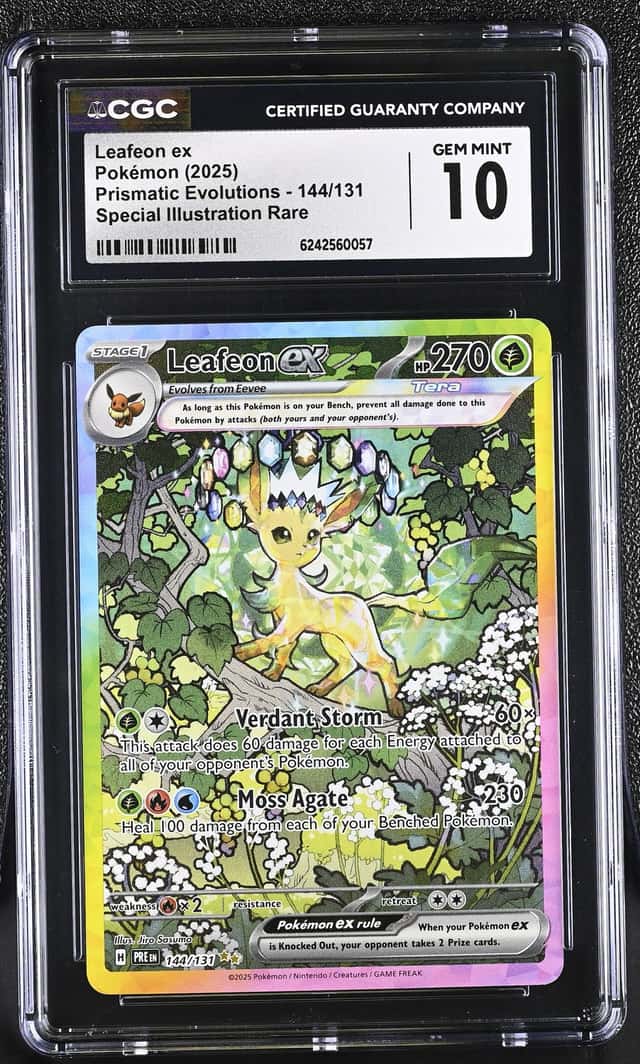 2025 Pokemon Prismatic Evolutions Leafeon ex #144/131 CGC 10 GEM MINT