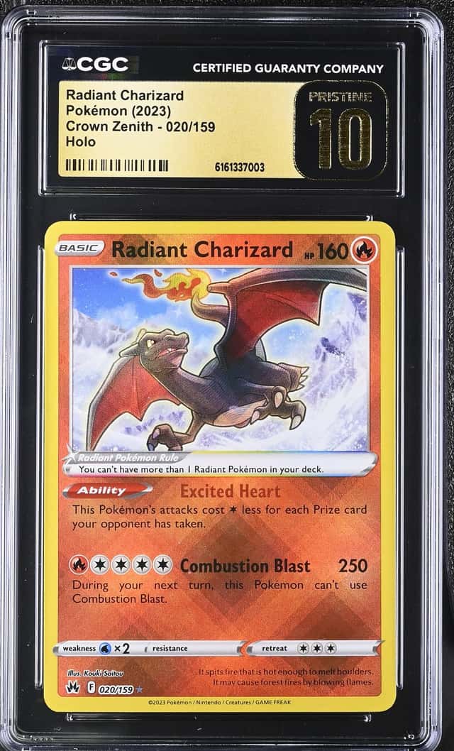 CGC Pristine 10 Radiant Charizard Holo Crown Zenith 2023 Pokemon Card #020