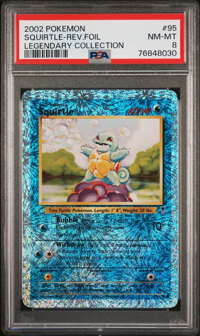 2002 Pokemon Legendary Collection SQUIRTLE #95 - Reverse Holo Foil - PSA 8 NM-MT