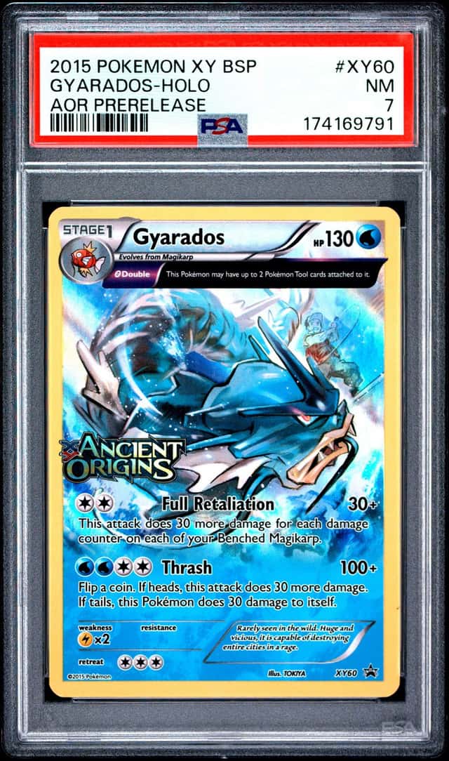 2015 POKEMON XY BLACK STAR PROMOS ANCIENT ORIGINS PRERELEASE GYARADOS-HOLO PSA 7