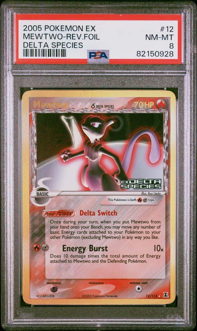 Pokemon Mewtwo Reverse Holo EX Delta Species 12/113 PSA 8