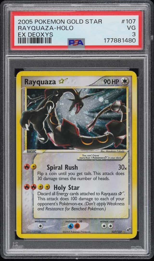 Pokemon Rayquaza Holo Deoxys 107/107 Gold Star PSA 3