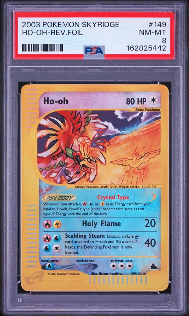 Pokemon Ho-Oh Crystal Reverse Holo Skyridge 149/144 PSA 8