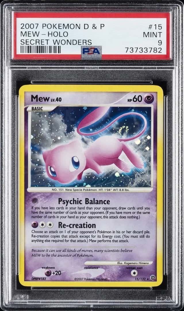 Pokemon Mew Holo Secret Wonders 15/132 PSA 9 Mint