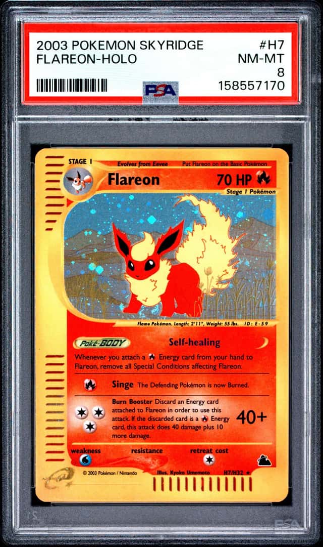 Pokemon Flareon Holo Skyridge H7 PSA 8