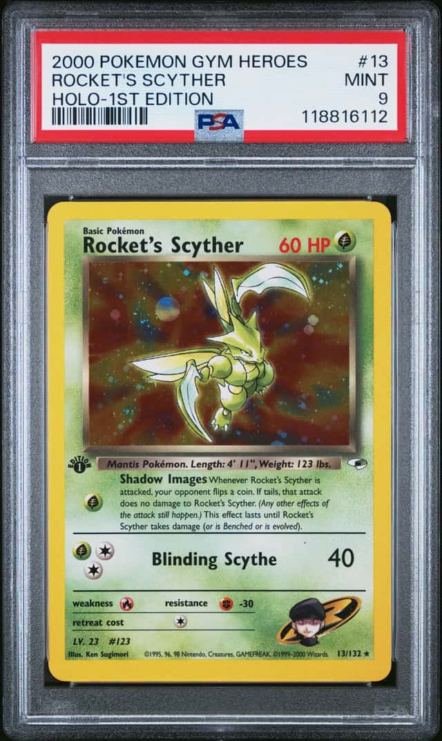 Pokemon Rocket's Scyther Gym Heroes 13/132 Holo 1st Edition PSA 9 Mint