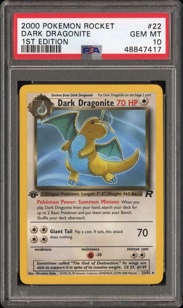 Pokemon Dark Dragonite Team Rocket 22 1st Edition PSA 10 Gem Mint