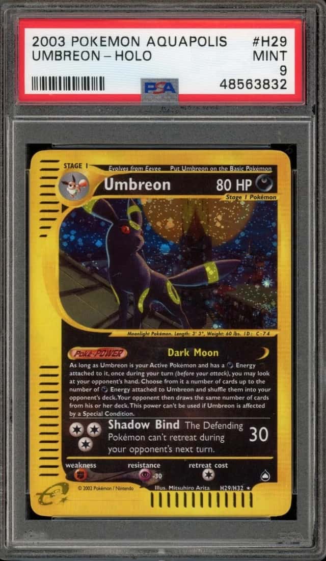Pokemon Umbreon Holo Aquapolis H29 PSA 9 Mint
