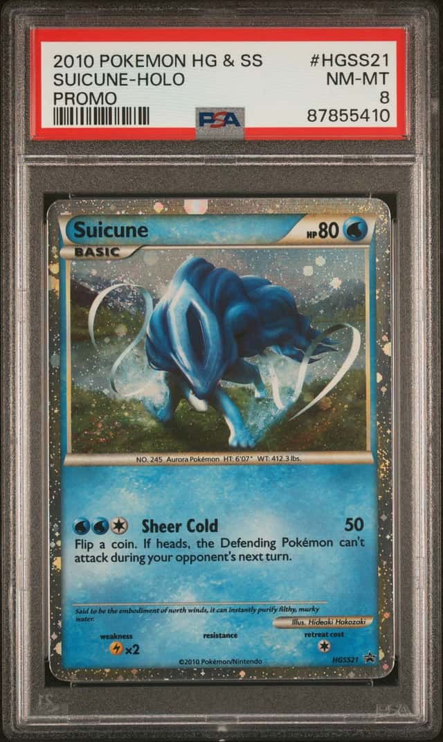 2010 POKEMON HEARTGOLD & SOULSILVER PROMO #HGSS21 SUICUNE-HOLO PROMO - PSA 8